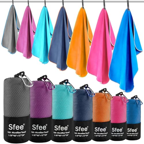 Microfiber Travel Towel Set - Navy Blue, 48x21 & 24x15 Inches, Quick Dry & Super Absorbent