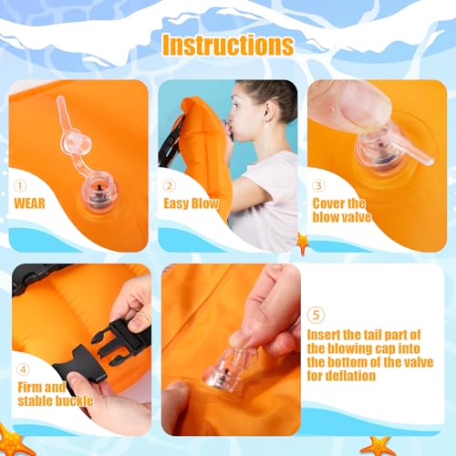 Adult Inflatable Swim Belt with Adjustable Waist Belt - Orange / Solid