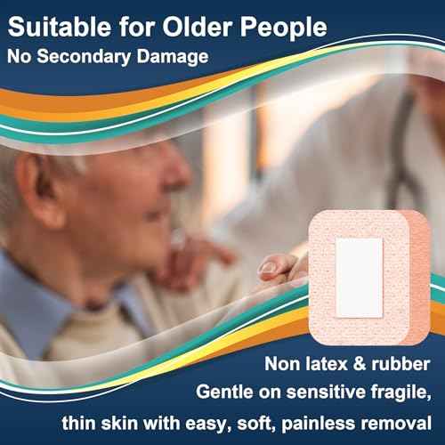 Silicone Adhesive Bandages Extra Large Size for Sensitive Fragile Skin 3"x4" 15 Counts Flexible Fabric Latex Free Hypoallergenic Breathable Bandages for Adhesive Allergy Wounds