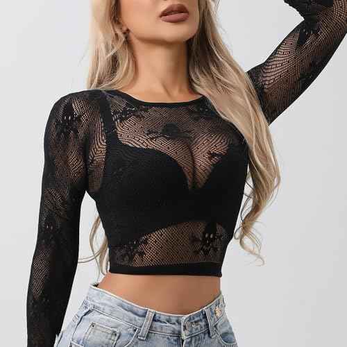Women Sexy Crop Top Shirt Fishnet Lingerie Bikini Cover Up