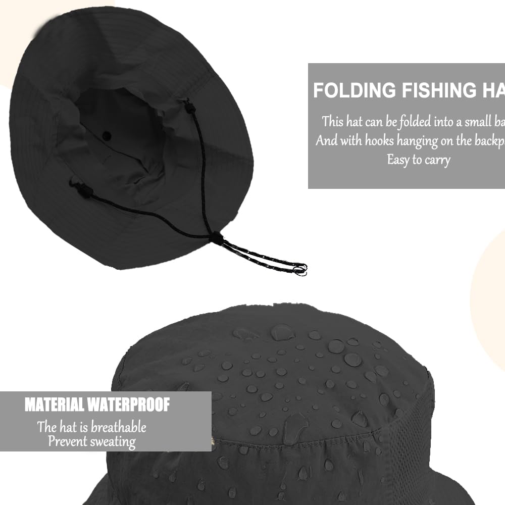 Foldable Bucket Hat UPF 50+ for Men Women - Packable UV Protection Sun Hat Quick Dry for Travel Hiking Beach（B#Balck）