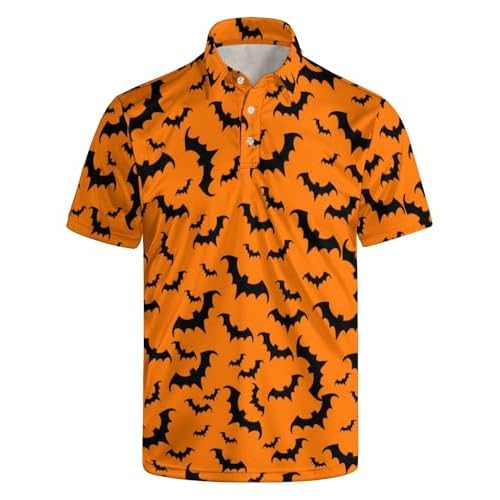 Men's Funny Golf Polo Shirts Quick Dry Blue Cartoon Short Sleeve Polo Shirts