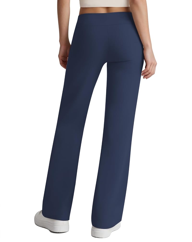 Navy Blue Women's Stretchy Yoga Dress Pants with Pockets - High Rise, 4-Way Stretch