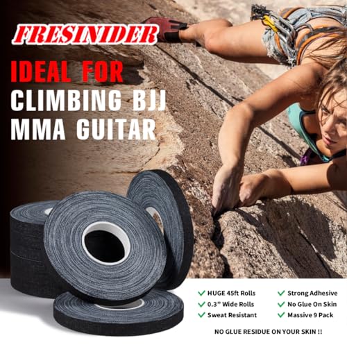 Finger Tape - Strong Athletic Support for Rock Climbing & Martial Arts - Black - 9 Pack