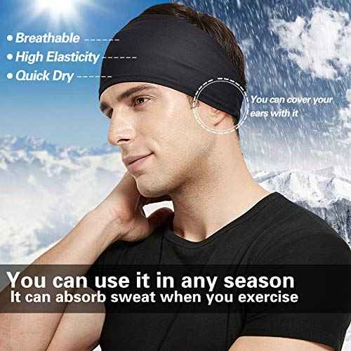 Mens Running Headband,5Pack,Mens Sweatband Sports Headband for Running,Cycling,Basketball,Yoga,Fitness Workout Stretchy Unisex Hairband