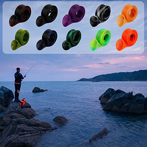 7 Feet Fishing Rod Sleeve Cover Braided Mesh Pole Protector for Casting & Spinning