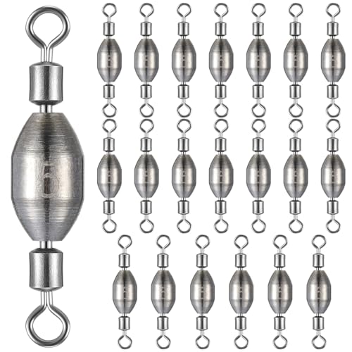 0.16 oz Brass Fishing Weights with Swivel Bullet Sinkers - 20 Pieces