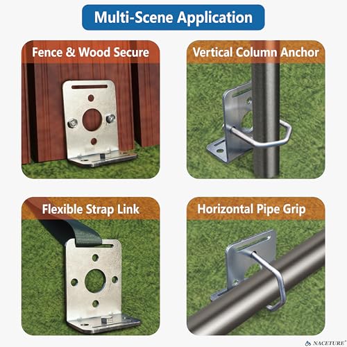 18 Inch Screw-In Ground Anchors with L Brackets - Heavy Duty Outdoor Stakes Kit