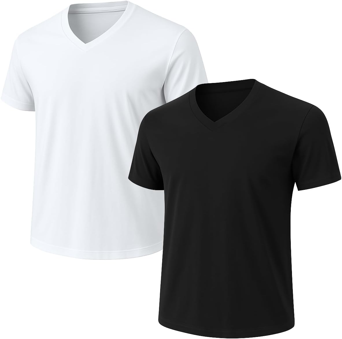 2-Pack Bulk Men’s V-Neck T-Shirts – Soft Pre-Shrunk Premium Cotton, Short Sleeves, Reinforced Collar, Crew Neck, Casual Fit