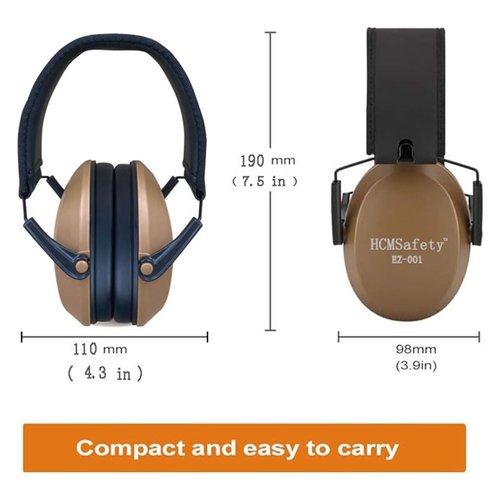 HCMSafety Professional Noise-Cancelling Earmuffs, 22dB Noise Reduction, Portable Foldable Design,Lighter Weight Noise Reduction Earmuffs,Easy to store and carry