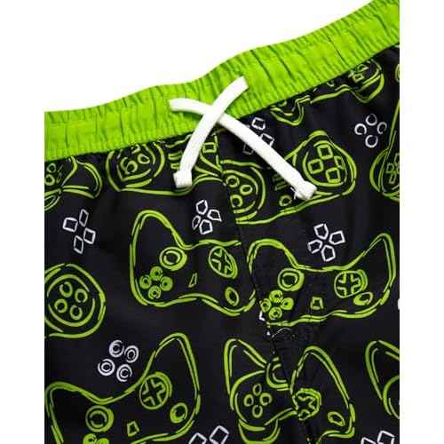 Quad Seven Boys Swim Trunks - 2 Pack Quick Dry Printed Boys Board Shorts Bathing Suit Kids Swimwear with Pockets (Size:8-18)