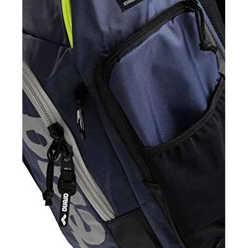 ARENA Spiky III Backpack 45 Swimming Athlete Sports Gym Rucksack Large Training Gear Equipment Swim Bag for Men and Women, 45 Liters, Navy/Neon Yellow