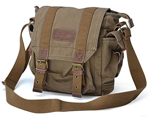 GOOTIUM Small Canvas Messenger Bag - Medium Field Tan Vintage Shoulder Satchel