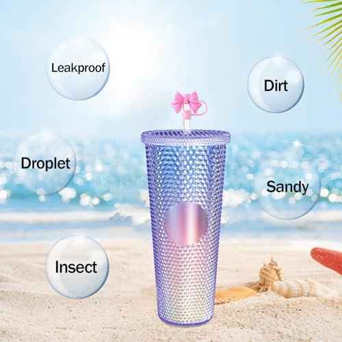 6Pcs Straw Cover for Starbucks Cup, 7-8MM Silicone Straw Topper Cap for Tumblers, Cute Bow Reusable Straw Protector Accessories Compatible with Starbucks Cups