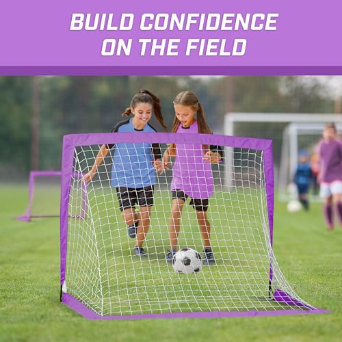 GoSports Portable Soccer Goals for Kids - 4 x 3 ft, Purple, Set of 2