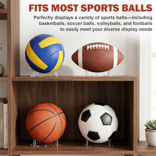 3-Pack Acrylic Sports Ball Display Stand & Holder for Soccer & Basketball