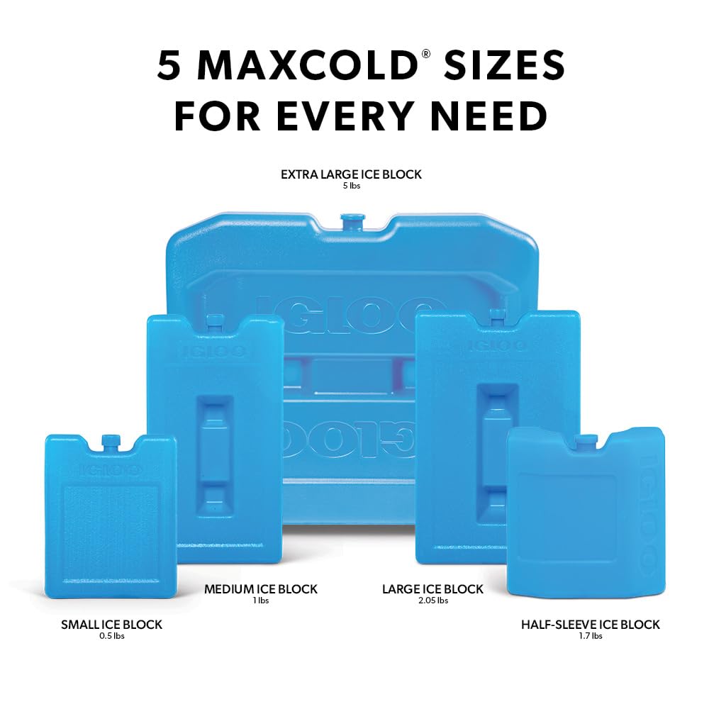 Igloo Medium Maxcold 2 Pack Ice Block, Reusable Ice Packs for Coolers, Freezer Pack, Cold Packs for Coolers, Long Lasting Ice Blocks
