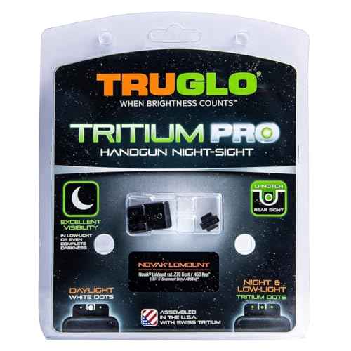 TRUGLO Tritium Pro Handgun Night Sights, Compatible with 1911 Handguns Compact Gun Sights with Daylight White Dots, Night Tritium Dots & White Focus Lock Front Ring