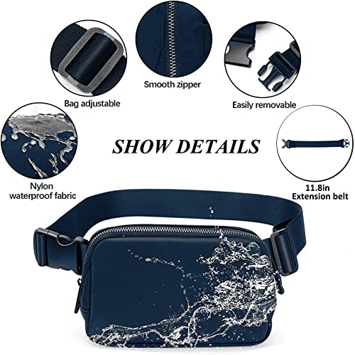 Waterproof Fanny Pack for Women Men - Mini Crossbody Belt Bag with Adjustable Strap Navy Blue