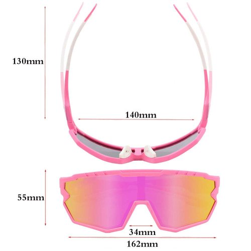 GIEADUN Sports Sunglasses Cycling Glasses Baseball Sunglasses Pink Polarized Glasses with 3 lenses,Fishing,Ski Running Golf (Pink, Large)