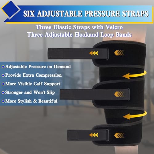 Hiball Adjustable Calf Brace Support for Men Women - Black, XX-Large