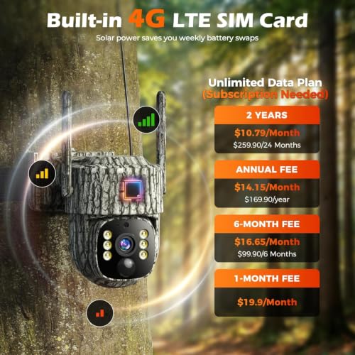 4G LTE Cellular Trail Camera with 2.5K Live Streaming & SIM Card - TC32-1 Pack