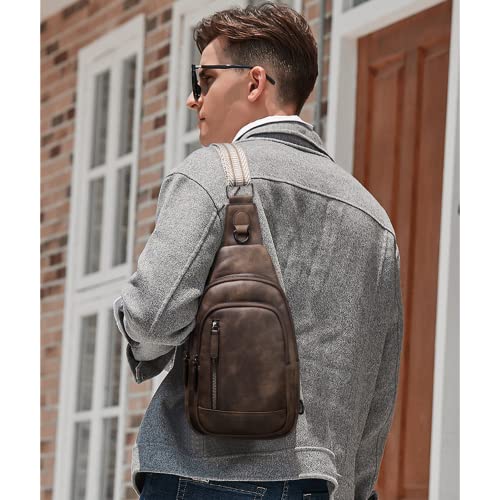 Crossbody Bag for Women Men Leather Sling Bag with Coffee Variation