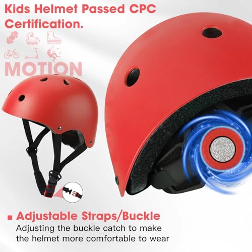 Toddler Kids Bike Helmet Set with Knee Elbow Pads - Red, Small 20.1-21.2"