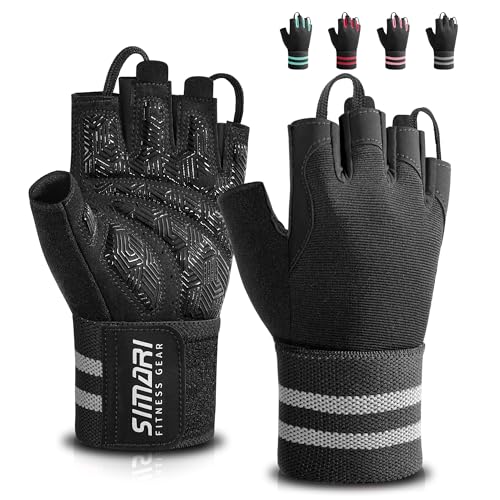 SIMARI Weight Lifting Gloves for Men Women with Wrist Support - Black, X-Large