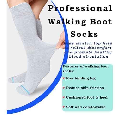 Walking Boot Sock Replacement Extra-Wide Knee High Socks for Foot Brace,Fracture Boot Men & Women 2 Pairs