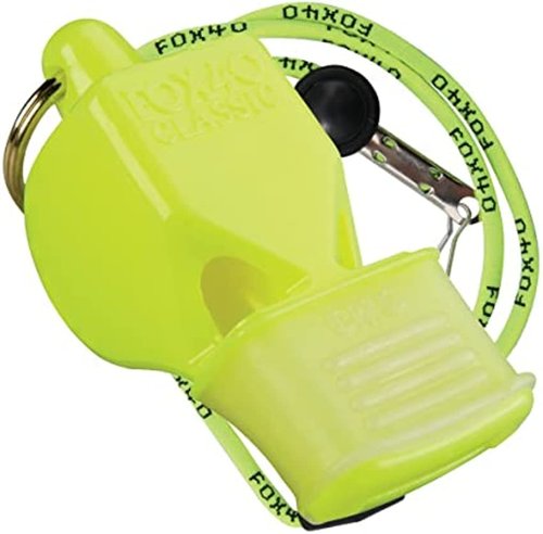 Fox 40 Classic CMG Safety Neon Yellow Whistle + Break-Away Safety Whistle Cord Neon Yellow