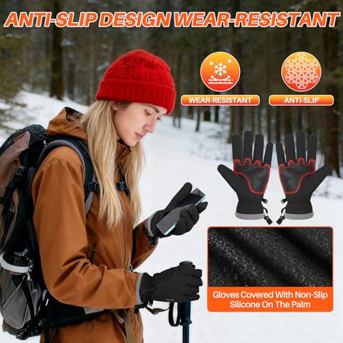 Winter Gloves for Men & Women - Waterproof Touchscreen Thermal Gloves Black Large