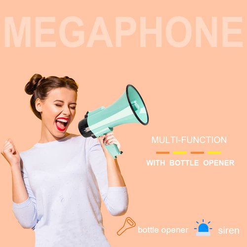 HornPro Portable Megaphone Speaker Siren PA Bullhorn - Compact and Battery Operated with 30 Watt Power, 3 Modes and Foldable Handle for Trainers, Soccer, Baseball, Coaches, and Teachers