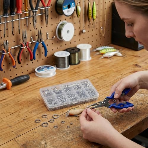 Heavy Duty Fishing Split Ring Kit - 10 Sizes Stainless Steel Lure Connectors