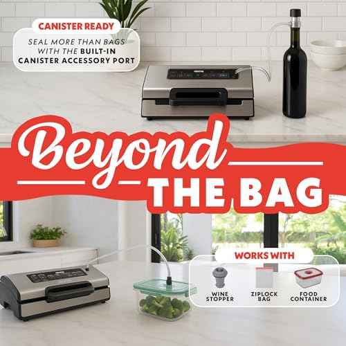 Gourmia Vacuum Sealer ? Food Preservation System with Marinate Mode, Pulse Control, LED Display, Built-In Cutter, Gentle & Normal Vacuum Options, Stainless Steel