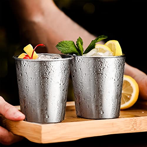 Stainless Steel Drinking Cups 8 oz Pack of 8 - Silver, Unbreakable & Reusable