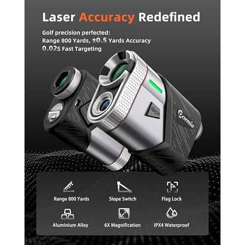Dormie Golf Rangefinder with Slope,800 Yards Laser Range Finder Golfing,Aluminum Alloy Body,Flag Pole Locking Vibration,Slope Compensation,6X Magnification Rangefinder with Magnet