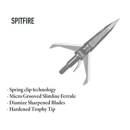New Archery Products Spitfire Mechanical Broadhead 1 1/2' Cut Diameter 100 Grain Front Deploying 3 Pack Black