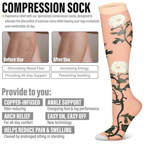 WITHYOU 3 Pairs Compression Socks for Women & Men 15-20 mmHg,Best Support for Nurses Running Hiking