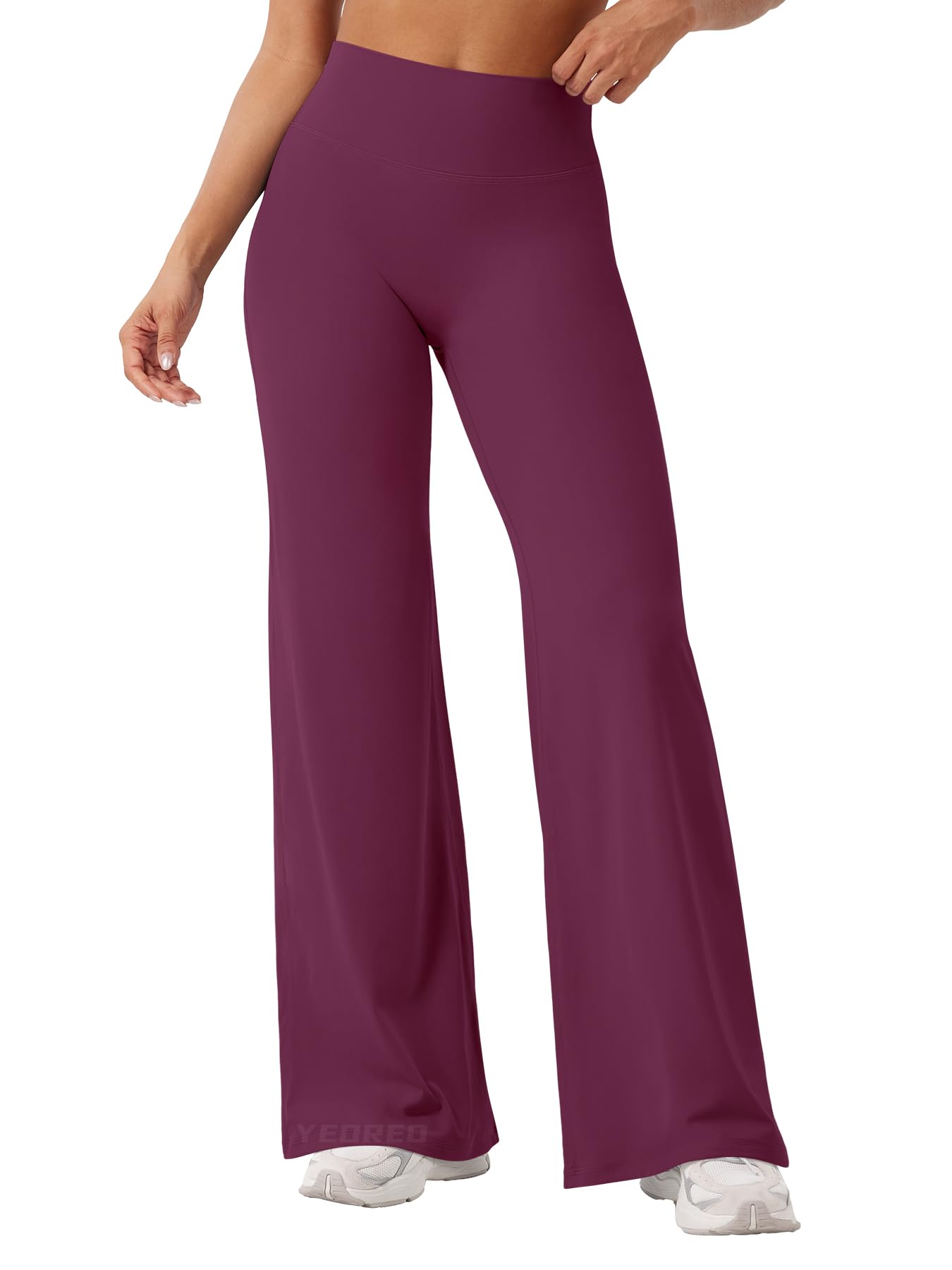 YEOREO Workout Leggings Womens No Front Seam Straight Leggings 31.5" High Waist Buttery Eddiy Gym Yoga Pants Black Cherry XXL