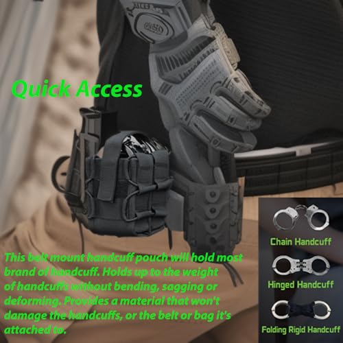 Double Handcuff Pouch for Law Enforcement Belt MOLLE Holster Fits ASP Hinged Chain & Rigid Handcuffs