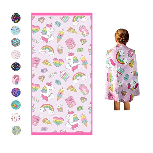 Unicorn Microfiber Beach Towel for Kids 30x60 Inches - Absorbent, Quick Dry, Sand Free, Lightweight, Large Blanket - Toddler, Girls, Boys - For Pool, Beach, Travel, Camping - Variation of THIS listing