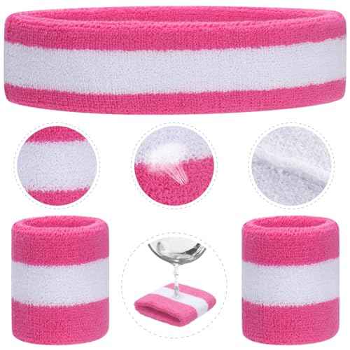 ONUPGO Kids Sweatbands Toddler Headband Wristband Set - Athletic Cotton Baby Sweat Band for Kids Youth Baby (1 Headband + 2 Wristbands)