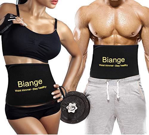 M Neoprene Waist Trainer for Men Women Belly Wrap with Back Support - Black, 38"