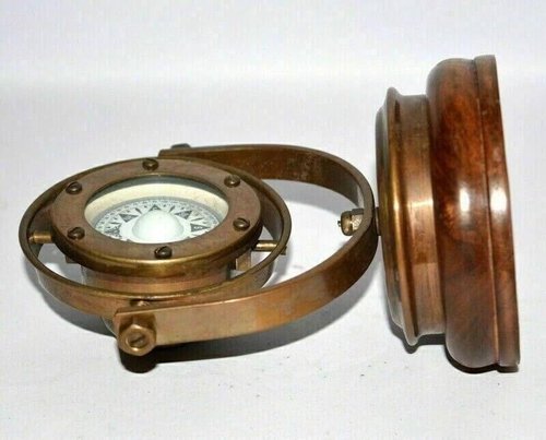 Antique Nautical Brass Gimbal Compass Vintage Ship's Binnacle gimballed Compass