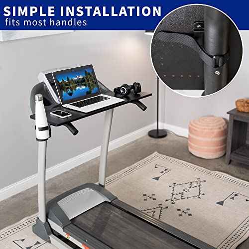 VIVO Universal Treadmill Desk with Phone Slot and Cup Holder, Ergonomic Platform for Notebooks, Tablets, Laptops, and More, Fits Treadmill Handlebars up to 31 inches, STAND-TDML2A