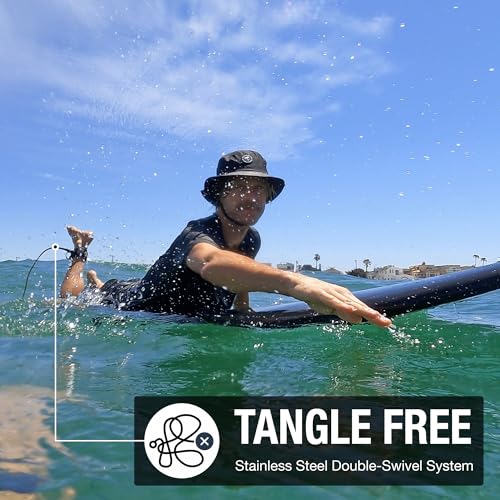 Ho Stevie! Premium Surf Leash Black 8 Feet - No Tangles, Lightweight, High-Strength