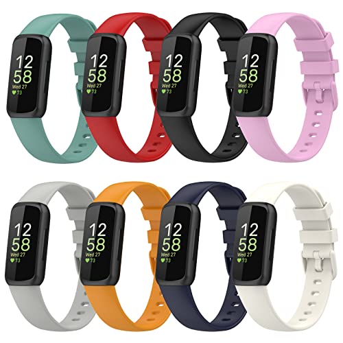 8-Pack Compatible Soft Silicone Watch Bands for Fitbit Inspire 3 – Replacement Sport Straps for Women & Men