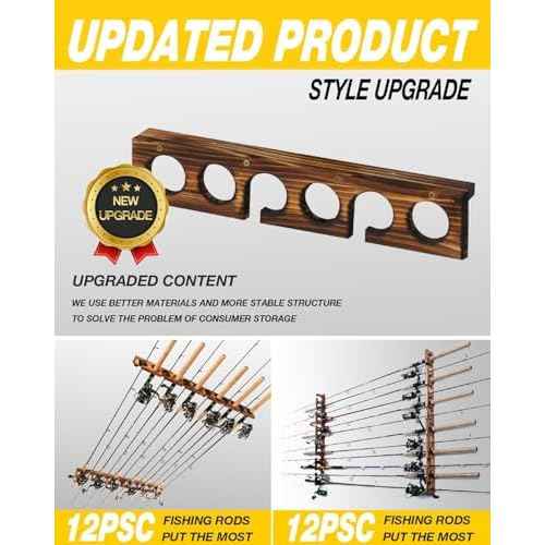 Ghosthorn Holds Up to 12 Rods Fishing Pole Rod Racks Wall or Ceiling Mounted Fishing Pole Rod Holders for Garage Storage Organizer Fishing Gear Equipment for Men Women