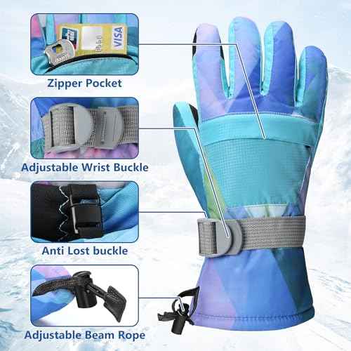 Ski Gloves, Warmest Waterproof and Breathable Snow Gloves for Cold Weather, Fits Both Men & Women,for Parent Child Kids Outdoor